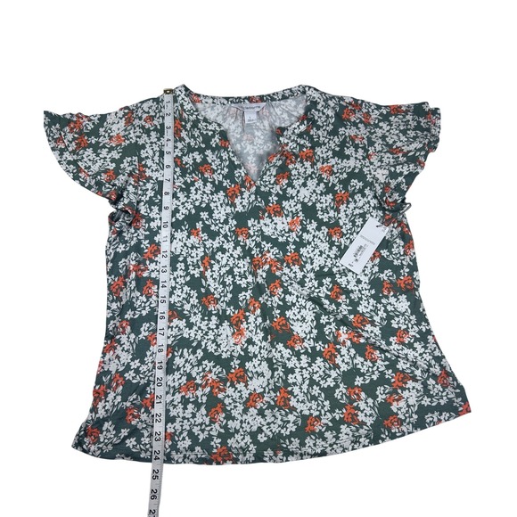 Liz Claiborne Floral Flutter Sleeve V-Neck Top - Women's‎ Size Large NEW - Picture 4 of 10